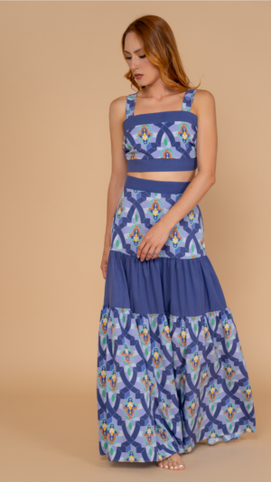 Set  Celeste Falda Top
