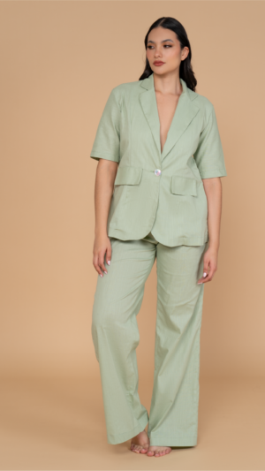 Set  Aura Chaqueta Con Manga Verde Y Camel